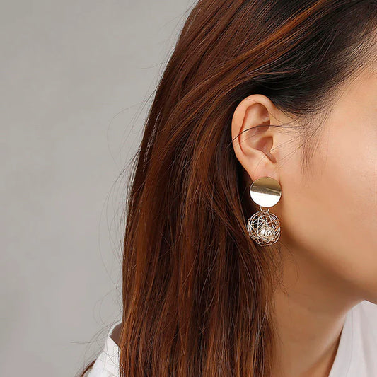 Gold Plated Wonderful Hanging Ball Plushy Drop Earrings For Women And Girls