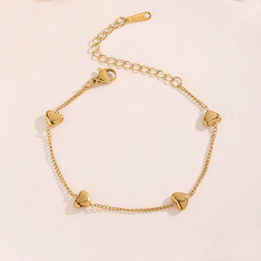 Gold Plated Stainless Steel Anti Tarnish Heart Themed Wraparound Bracelet For Women