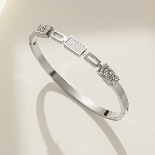 Stainless Steel Mother Of Pearls Geometric Anti-Tarnish Bracelet For Women