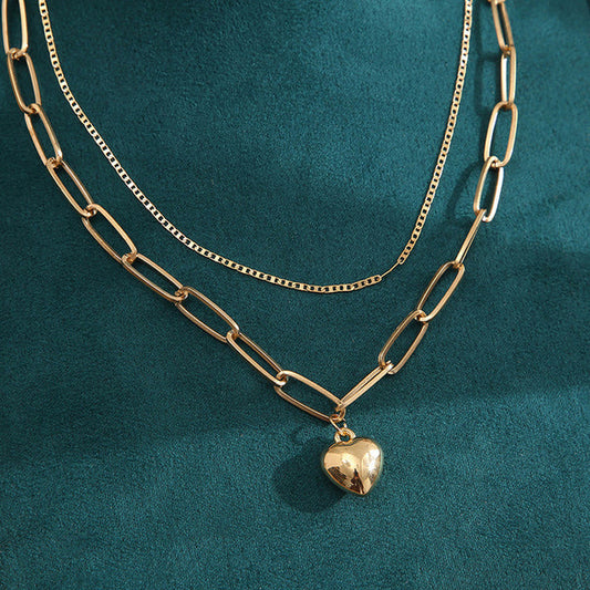 Gold Plated Hearts Inspired Layered Necklace For Women