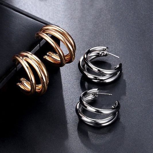 Gold & Silver Plated Contemporary Hoop Earrings
